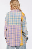 SAGE + FIG Button Up Raw Hem  Plaid Flannel Shirt - Trendsi