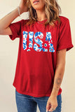 USA Round Neck Short Sleeve T-Shirt - Trendsi - Flyclothing LLC