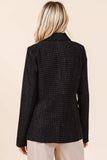 Mittoshop Plaid Texture Double-Breasted Long Sleeve Blazer - Trendsi - Flyclothing LLC