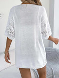 Openwork Open Front Half Sleeve Cardigan - Trendsi - Flyclothing LLC