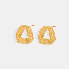 Gold-Plated Geometric Stud Earrings - Trendsi
