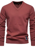 Men's Ribbed Hem V-Neck Long Sleeve Sweater - Trendsi - Flyclothing LLC