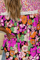 Printed Round Neck Puff Sleeve Blouse - Trendsi - Flyclothing LLC