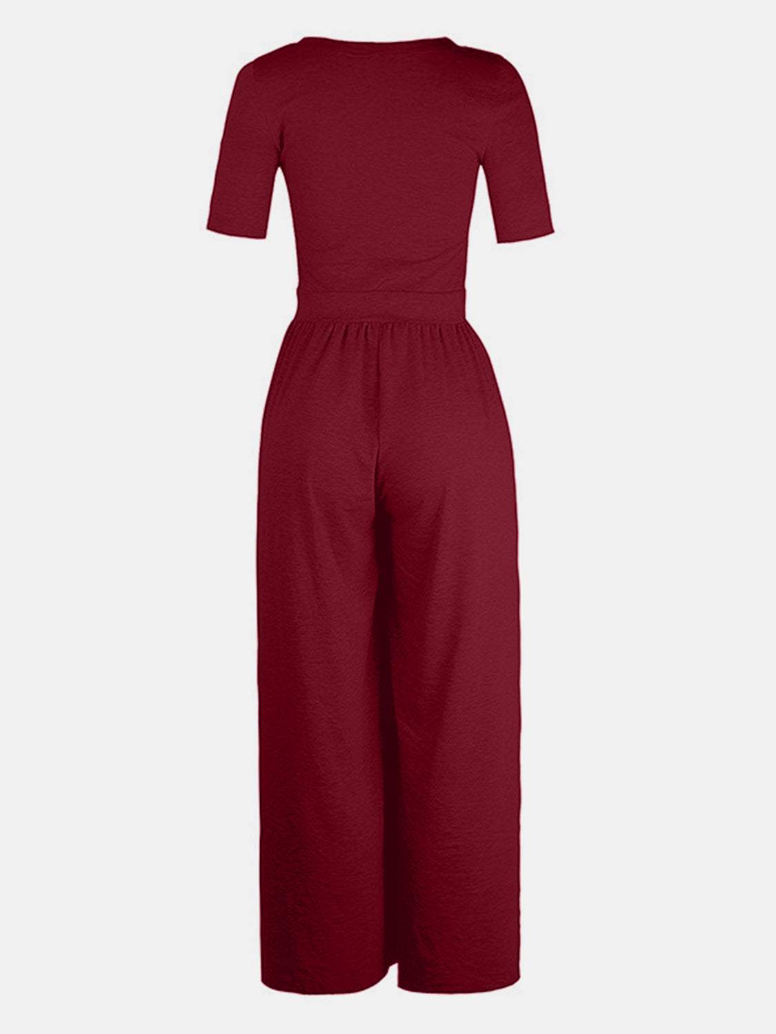 Scoop Neck Short Sleeve Jumpsuit - Trendsi - Flyclothing LLC