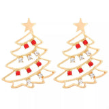 18K Gold-Plated Christmas Tree Earrings - Trendsi - Flyclothing LLC