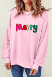 MERRY Round Neck Long Sleeve Sweatshirt - Trendsi - Flyclothing LLC