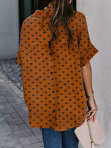 Full Size Collared Neck Half Sleeve Shirt Plus Size - Trendsi - Flyclothing LLC