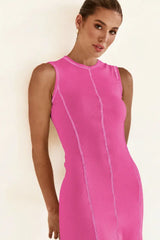 Contrast Stitching Maxi Tank Dress - Trendsi - Flyclothing LLC