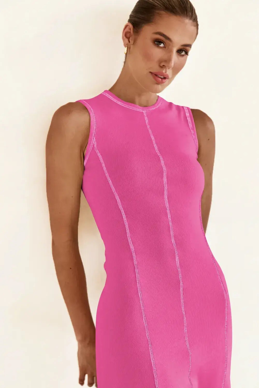 Contrast Stitching Maxi Tank Dress - Trendsi - Flyclothing LLC