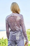 Davi & Dani Sequin Mock Neck Long Sleeve Mesh Top - Trendsi