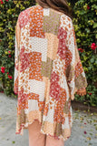 Printed Open Front Long Sleeve Cover-Up - Trendsi