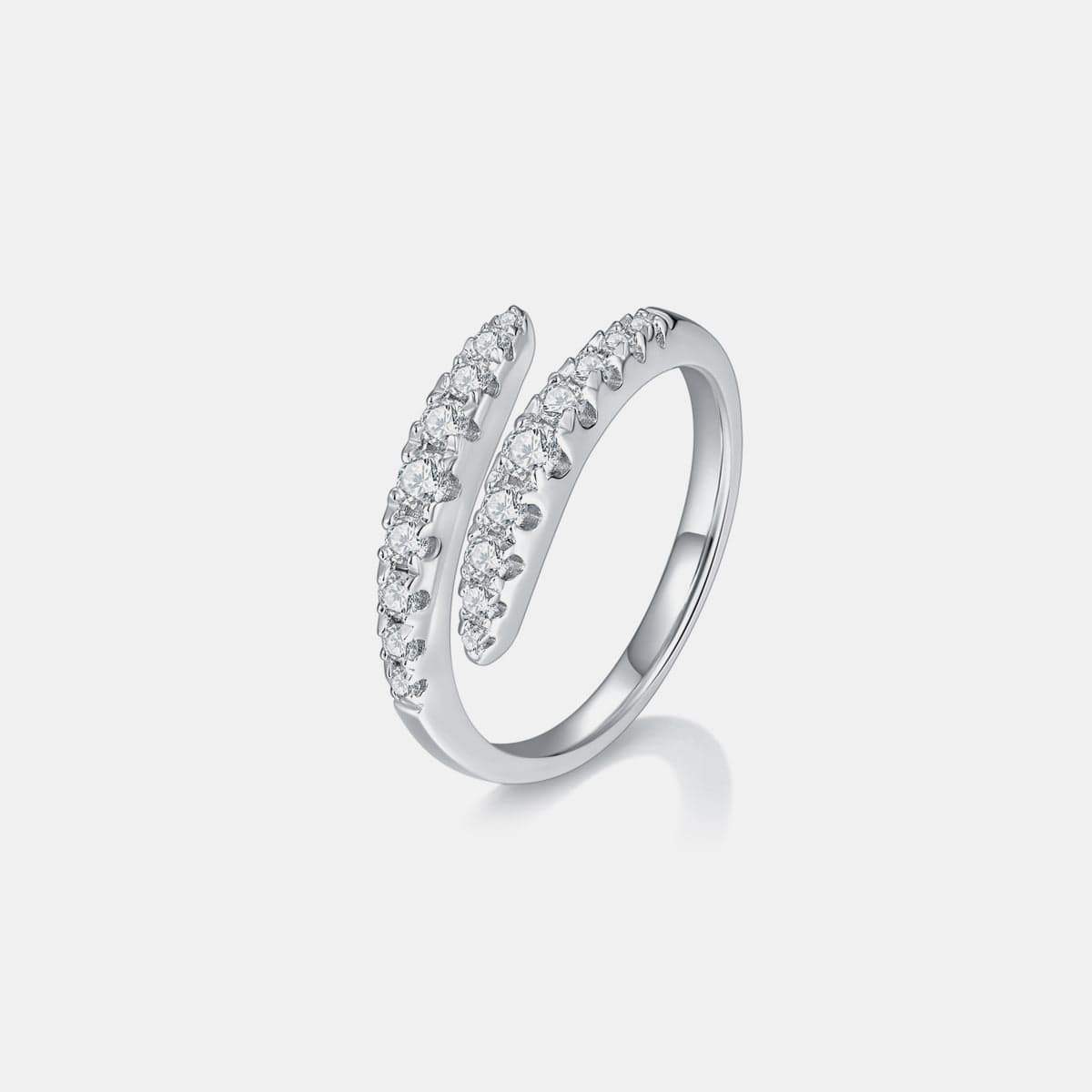 925 Sterling Silver Moissanite Bypass Ring - Trendsi - Flyclothing LLC