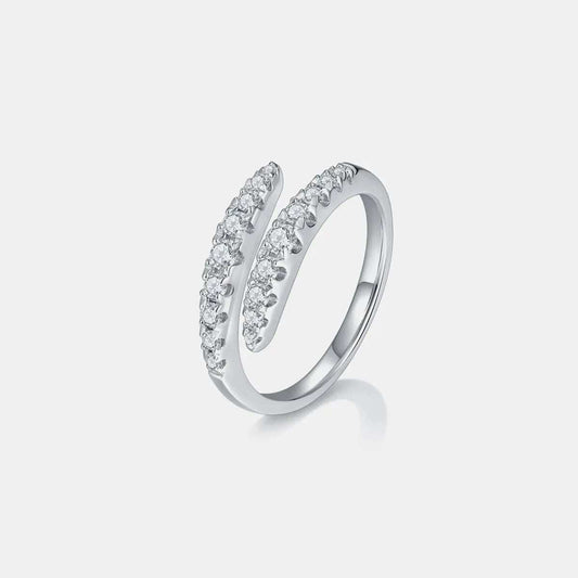 925 Sterling Silver Moissanite Bypass Ring - Trendsi - Flyclothing LLC