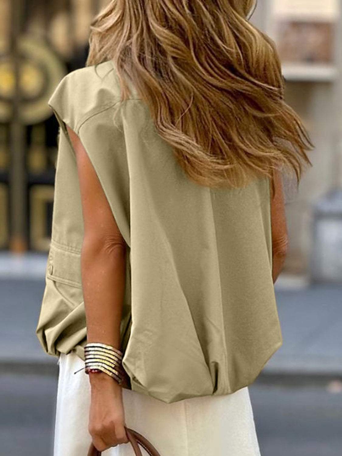 Ruched Hem Zip Up Vest - Trendsi - Flyclothing LLC