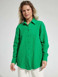 Textured Collared Neck Long Sleeve Shirt - Trendsi - Flyclothing LLC