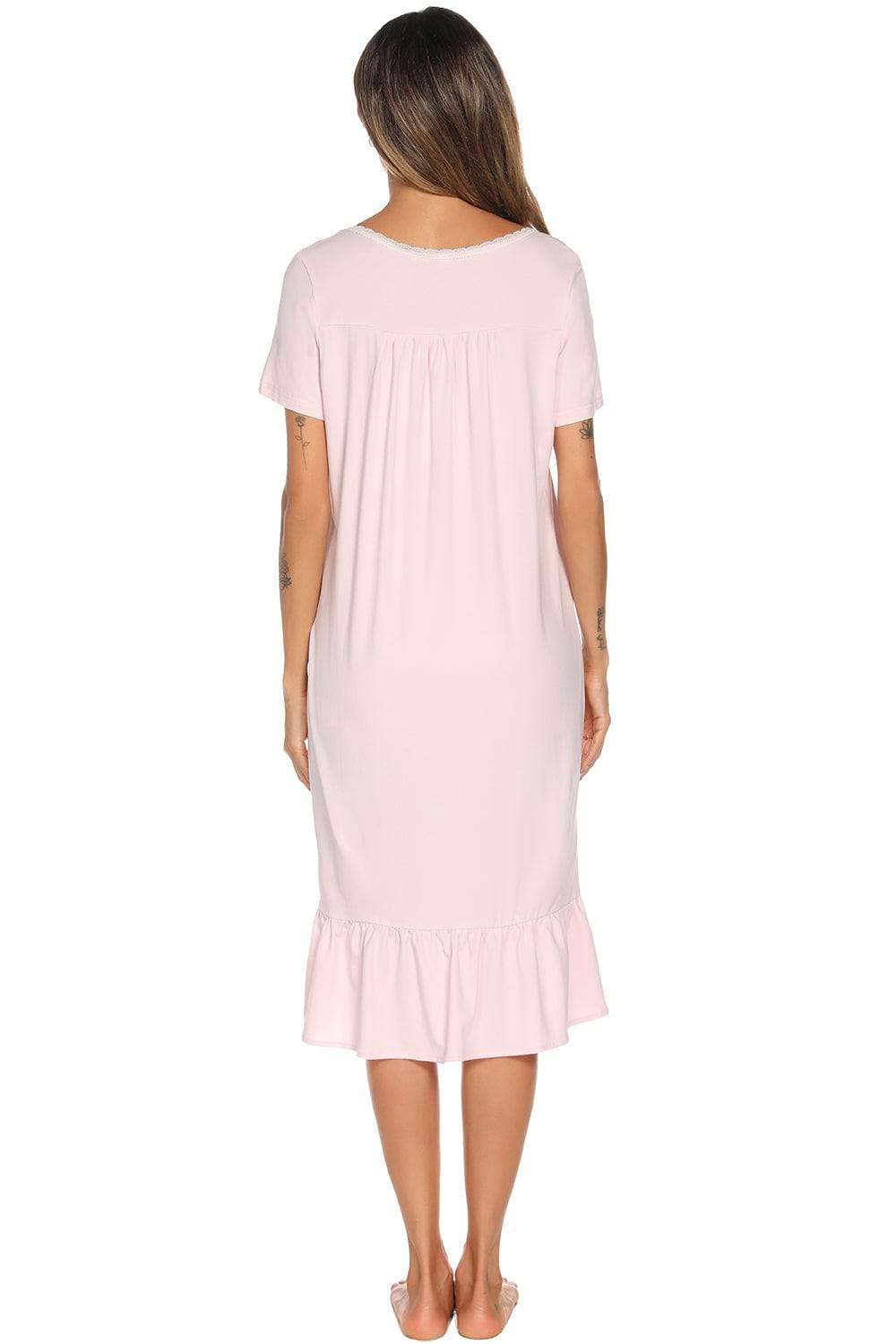 Lace Detail Square Neck Lounge Dress - Trendsi - Flyclothing LLC