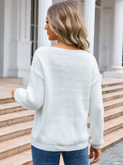 Decor Button Drop Shoulder Knit Top - Trendsi