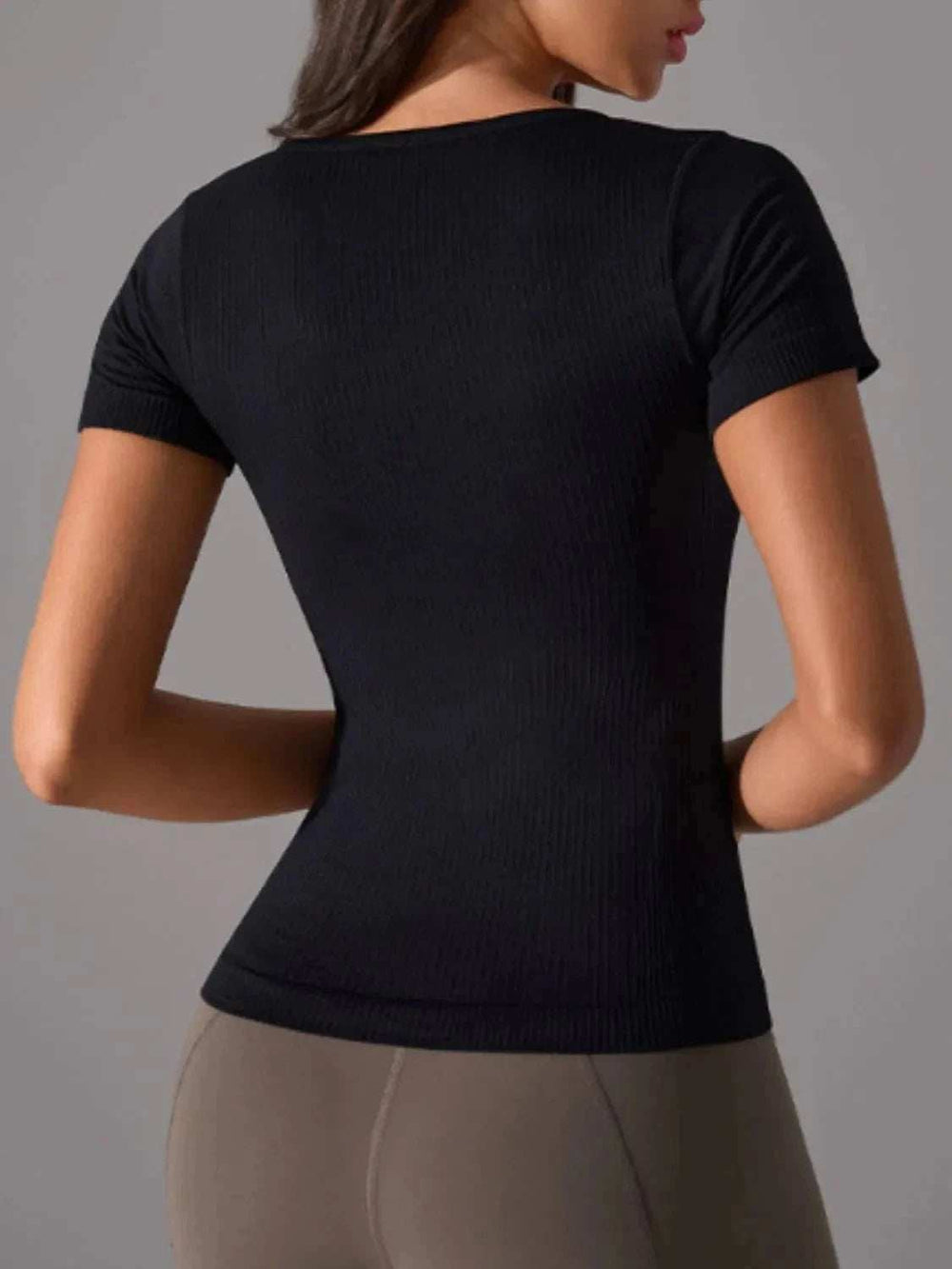 Square Neck Active T-Shirt with Detachable Chest Pads - Trendsi - Flyclothing LLC