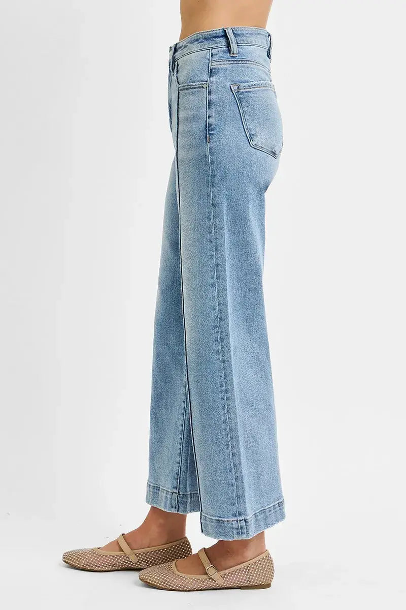 RISEN Full Size High Rise Crop Wide Leg Jeans Plus Size - Trendsi - Flyclothing LLC