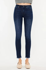 Kancan High-Rise Slim Fit Raw Hem Ankle Jeans - Trendsi - Flyclothing LLC