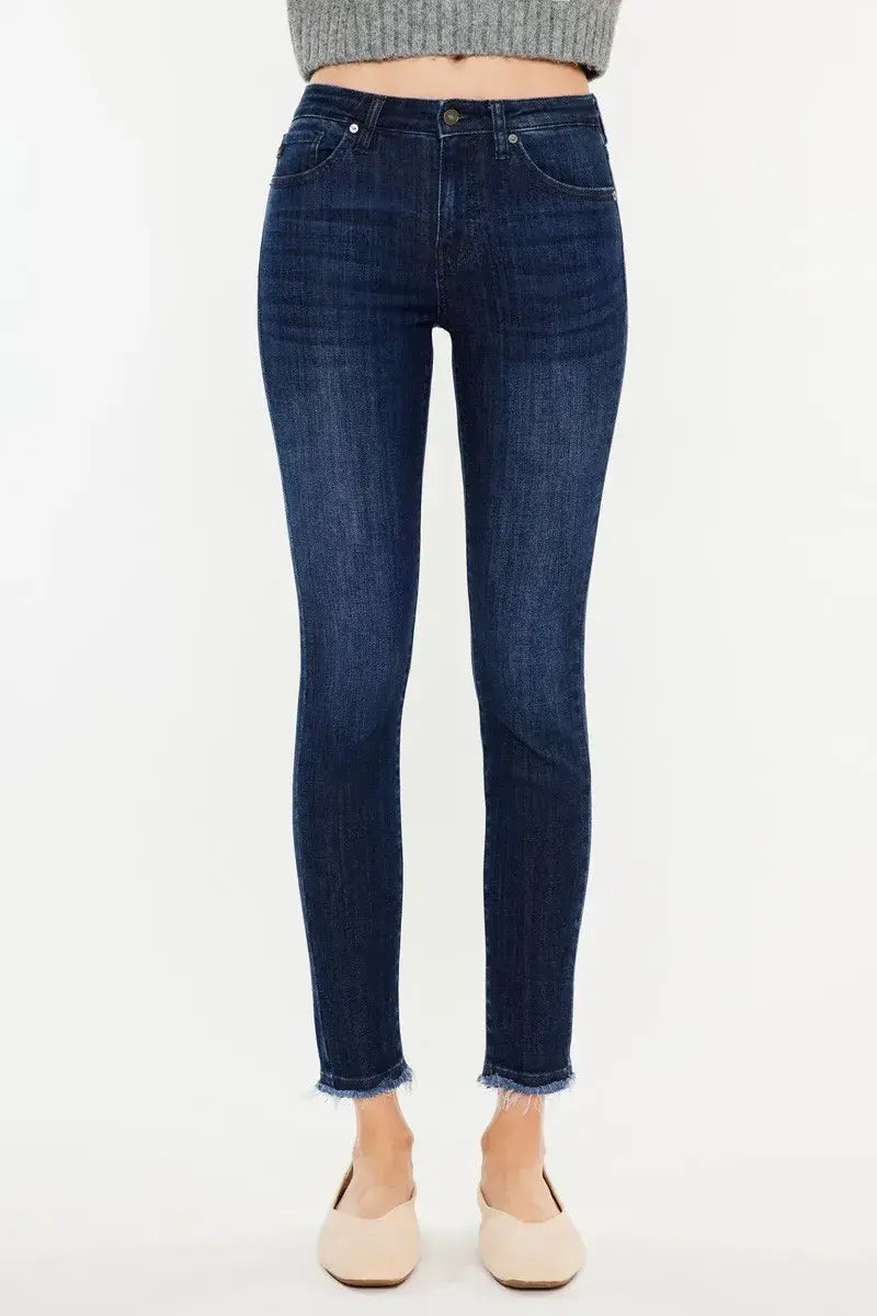 Kancan High-Rise Slim Fit Raw Hem Ankle Jeans - Trendsi - Flyclothing LLC