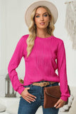 Textured Round Neck Long Sleeve Blouse - Trendsi - Flyclothing LLC