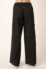 Mittoshop Low Rise Elastic Cover Waistband Cargo Pants - Trendsi - Flyclothing LLC