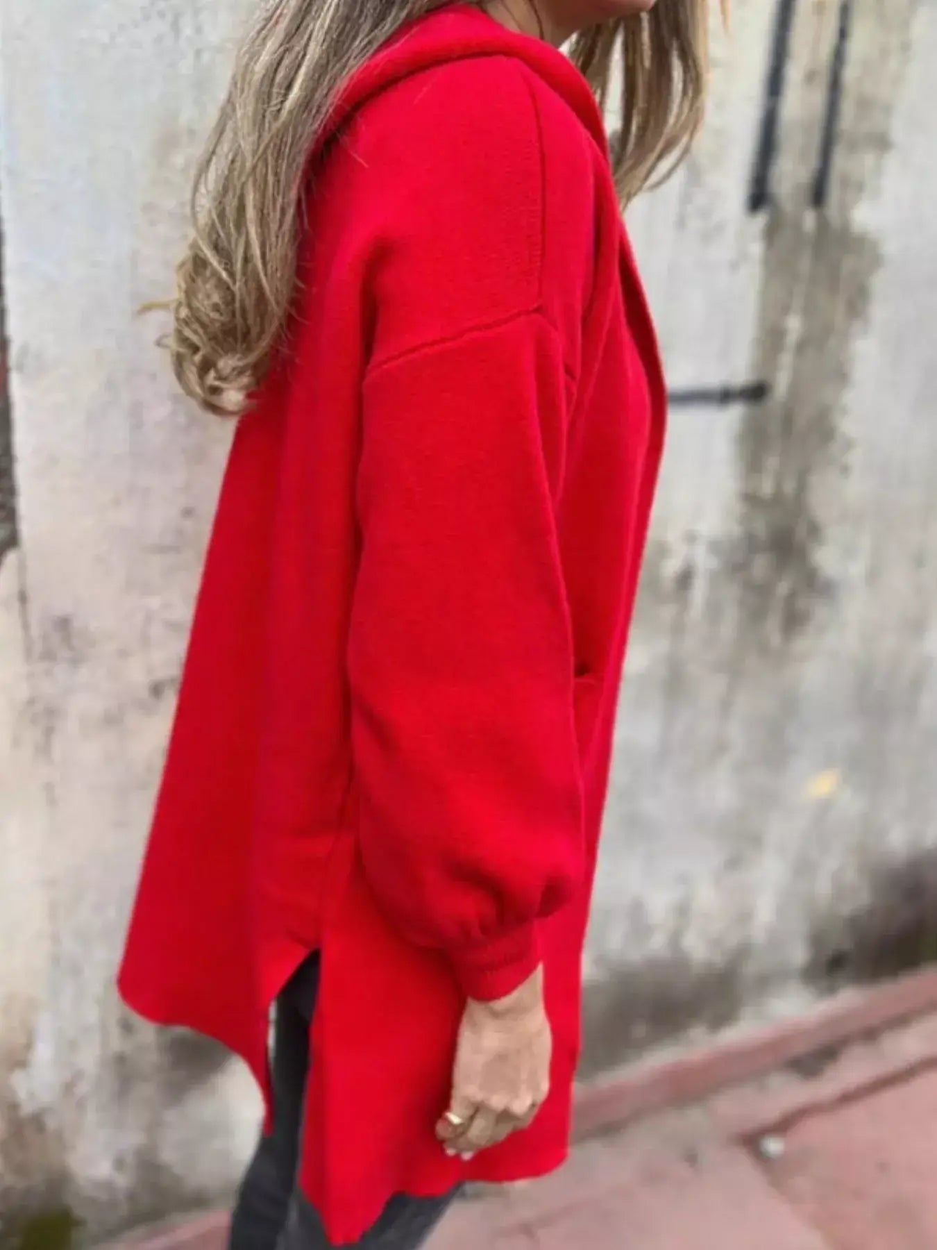 Full Size Open Front Drop Shoulder Hooded Cardigan Plus Size - Trendsi - Flyclothing LLC