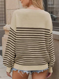 Striped Round Neck Long Sleeve Sweater - Trendsi - Flyclothing LLC