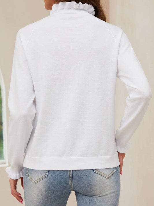 Decorative Button Turtleneck Long Sleeve T-Shirt - Trendsi