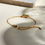 Stainless Steel Zircon Bow Bracelet - Trendsi - Flyclothing LLC