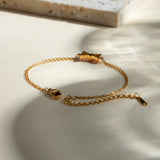 Stainless Steel Zircon Bow Bracelet - Trendsi
