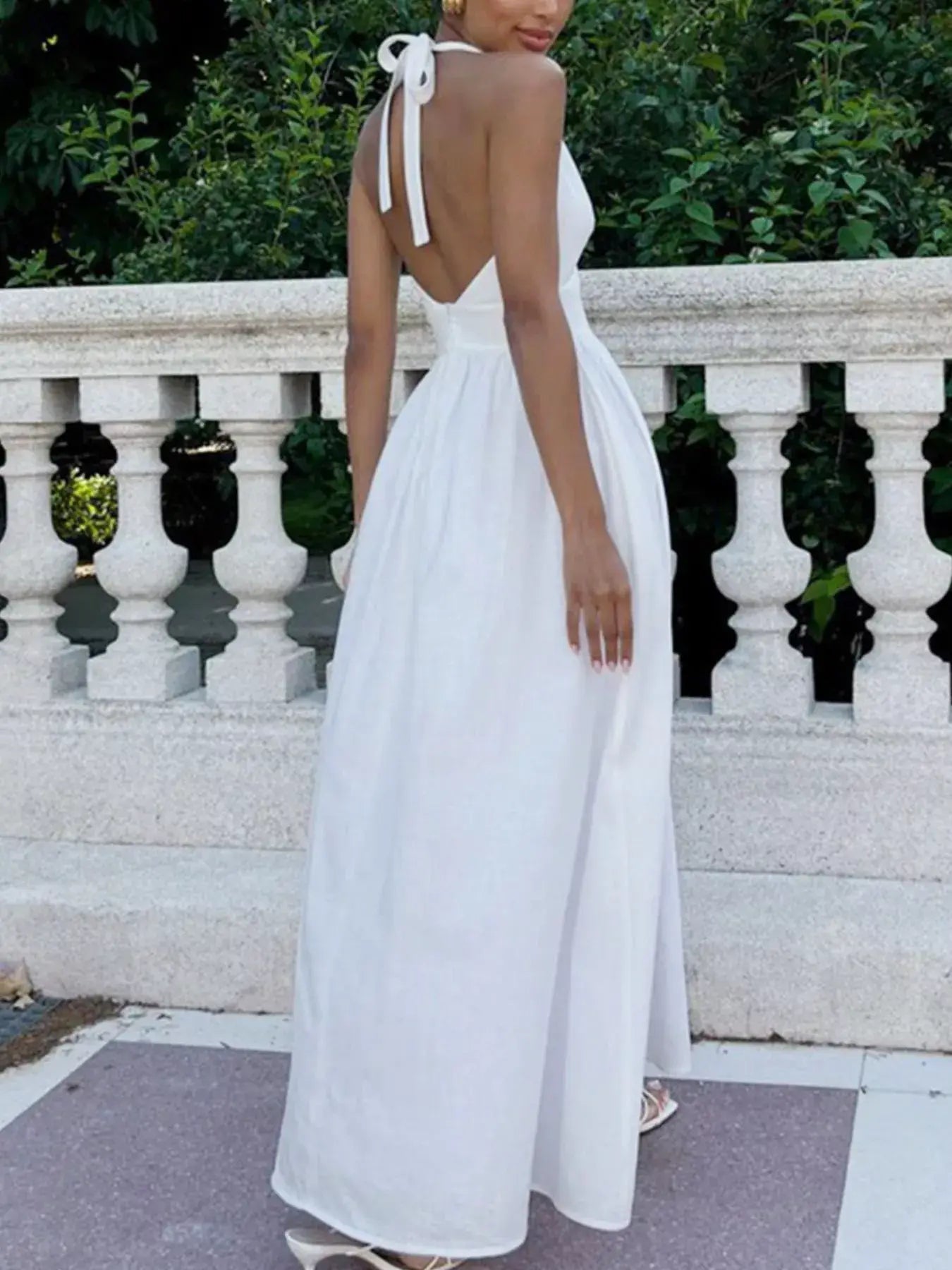 Halter Neck Flowy Maxi Dress - Trendsi - Flyclothing LLC