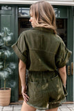 Raw Hem Short Sleeve Denim Romper - Trendsi - Flyclothing LLC