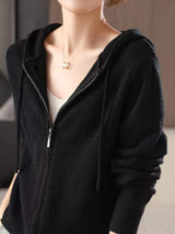 Drawstring Zip Up Long Sleeve Hooded Sweater - Trendsi - Flyclothing LLC
