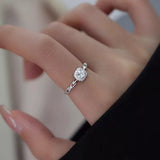 925 Sterling Silver Zircon Ring - Trendsi - Flyclothing LLC