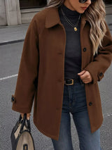 Single-Breasted Raglan Sleeve Outerwear - Trendsi - Flyclothing LLC