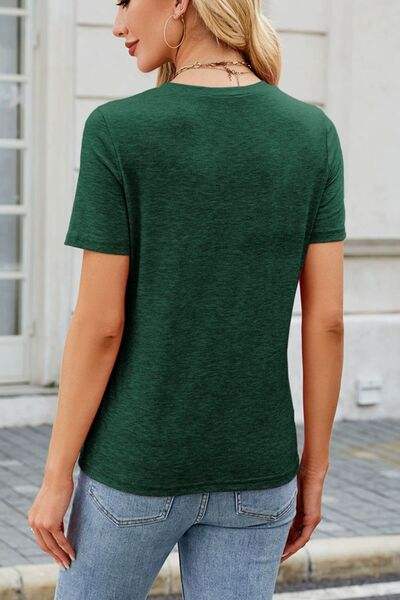 Round Neck Short Sleeve T-Shirt - Trendsi - Flyclothing LLC