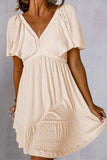 Tied V-Neck Short Sleeve Mini Dress - Trendsi - Flyclothing LLC