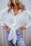Collared Neck Long Sleeve Shirt - Trendsi - Flyclothing LLC
