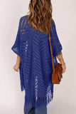 Openwork Open Front Cardigan with Fringes - Trendsi - Flyclothing LLC