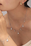 Stainless Steel Heart Charm Bracelet and Necklace Set - Trendsi