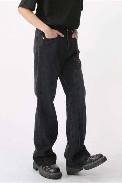 Casual Mid-Rise Elasticated Waistband Jeans - Trendsi - Flyclothing LLC