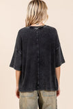 Mittoshop Mineral Wash Waffle Knit Short Sleeve Top - Trendsi