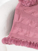 Fuzzy Hem Cable-Knit Poncho - Trendsi - Flyclothing LLC