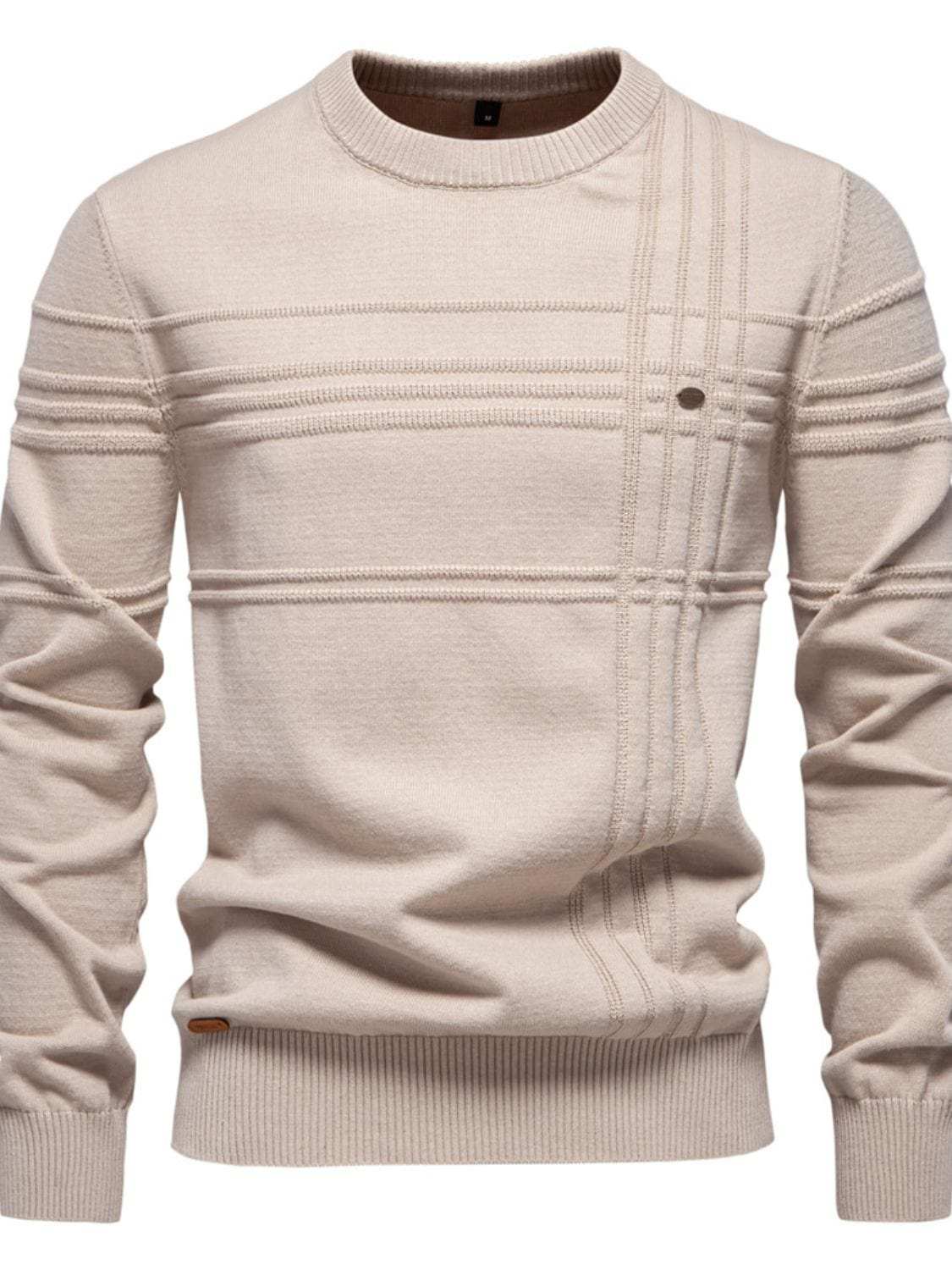 Men's Round Neck Striped Sweater - Trendsi - Flyclothing LLC