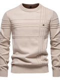 Men's Round Neck Striped Sweater - Trendsi