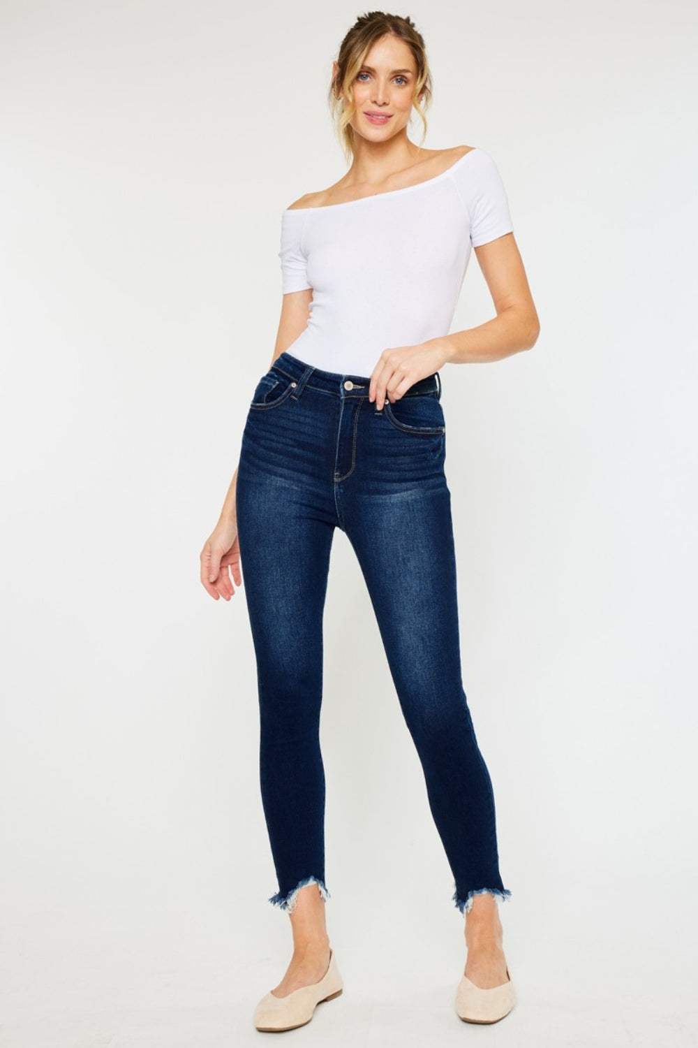 Kancan Full Size High Rise Frayed Ankle Skinny Jeans - Trendsi - Flyclothing LLC