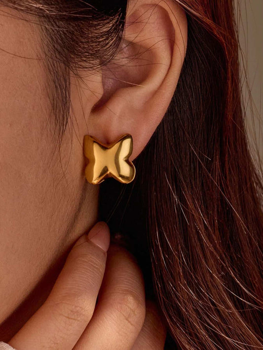 18K Gold-Plated Butterfly Stud Earrings - Trendsi - Flyclothing LLC