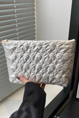 Ruched Heart Clutch with Zipper - Trendsi